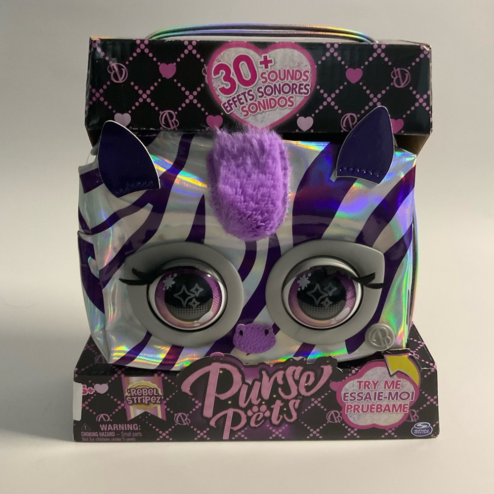 Purse Pets Metallic Mood Rebel Stripez Interactive Pet Toy  Shoulder Purse Zebra